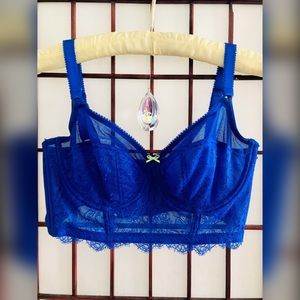Royal blue lace longline bra from Cleo